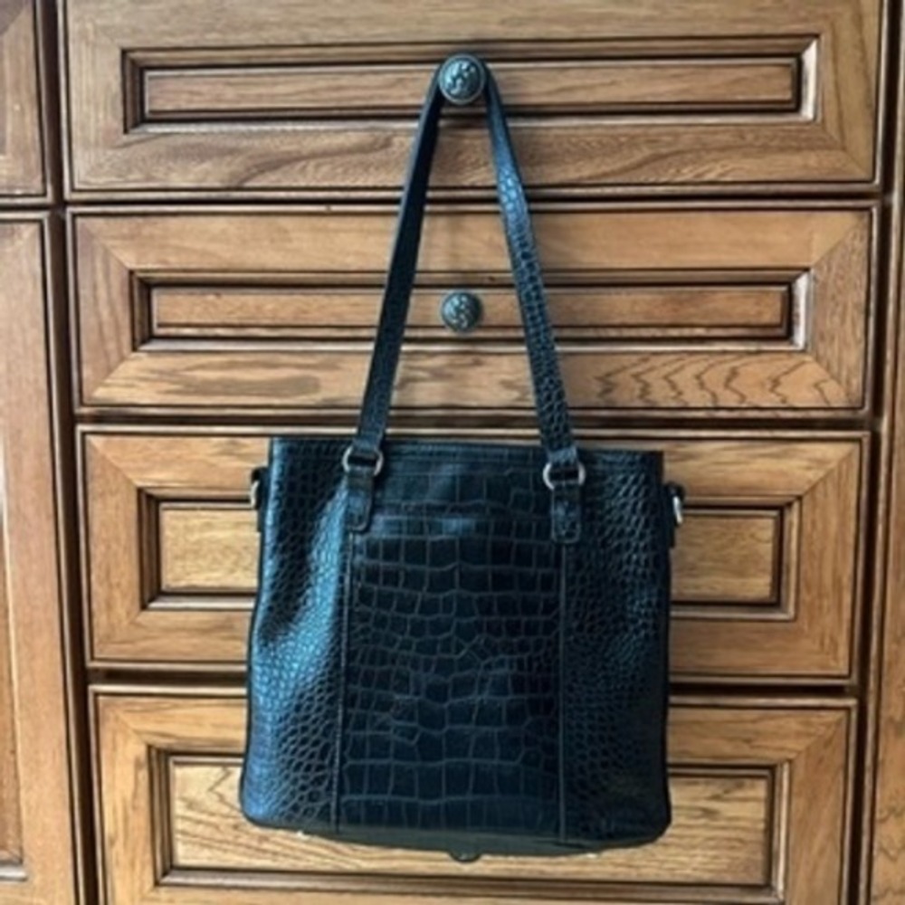 Patricia Nash Lundy Bag Croc Embossed Leather Satchel Shoulder Bag Purse - Picture 2 of 16